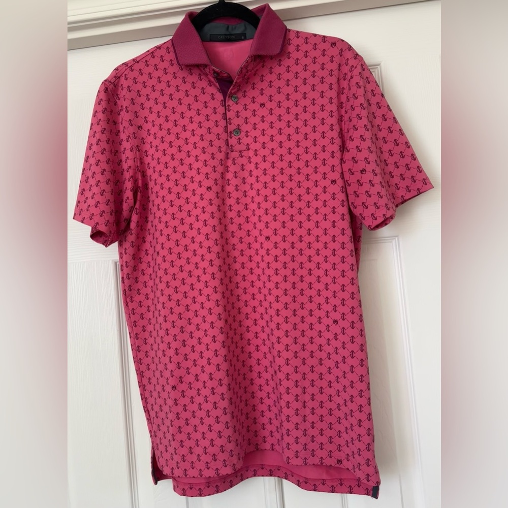 Greyson Wolf Links Pink Monogram Performance Golf Polo size small